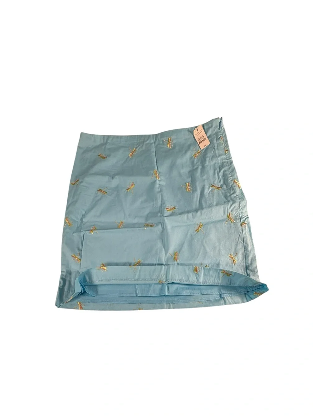 Talbots Petites Dragonfly Embroidered A-Line Skirt Blue Cotton 8P NWT